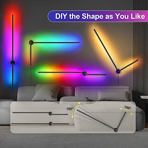 RGB LED Wall Sconces Set of Two with Remote (RGB Colors+Warm Light / 39.4 Inches)