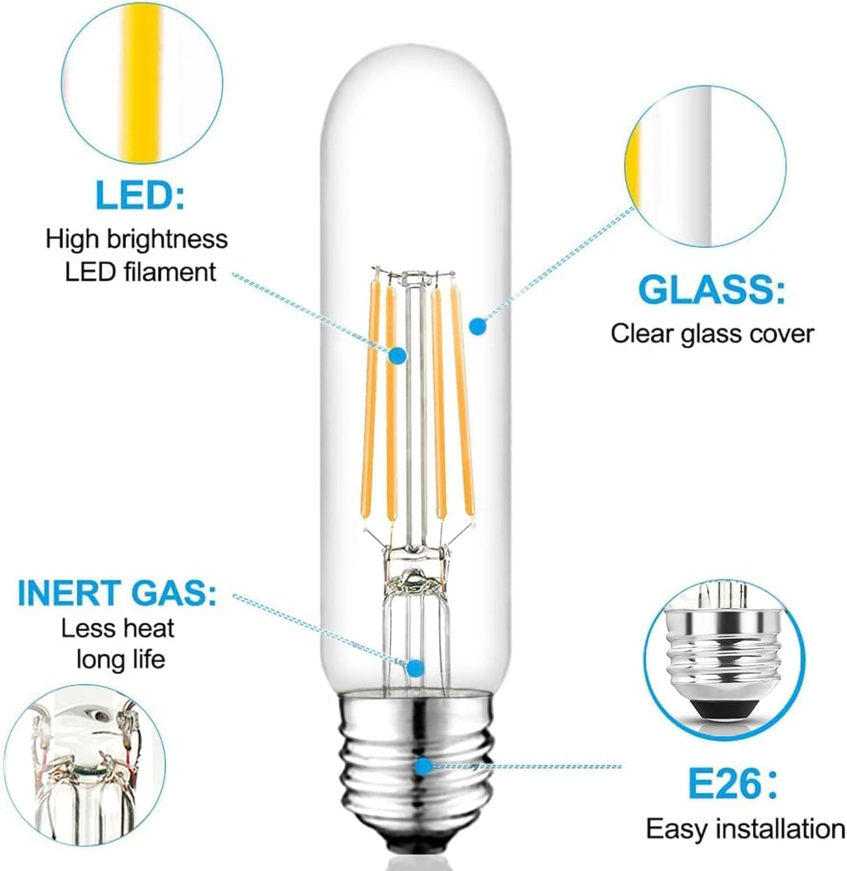 5 Inch Edison Bulb (5 Inch 6W (9 Count))