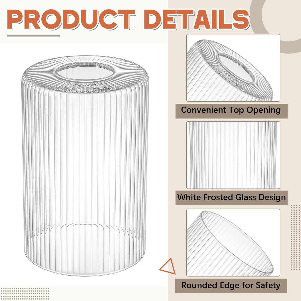 6 Pack Clear Ribbed Glass Lamp Shade 1 (Clear / Ribbed)