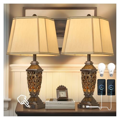 27.5“ Farmhouses Table Lamp with USB & USB (Brown-5 / Large)