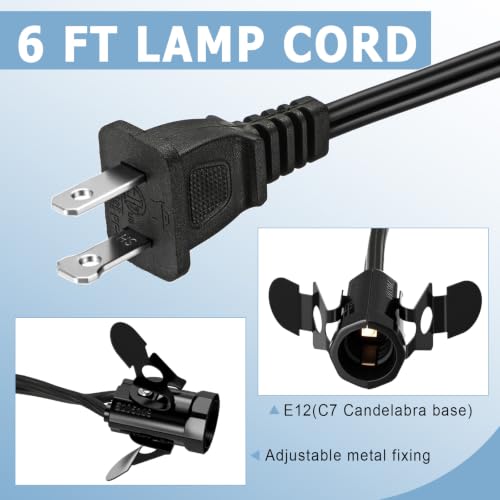 6 Pcs Lights Accessory Cord with LED Light Bulb (Black)