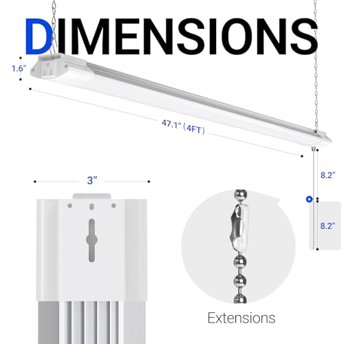 BS84 LED Shop Lights 4FT for Workshop (5000K / White-84W-6 Packs)