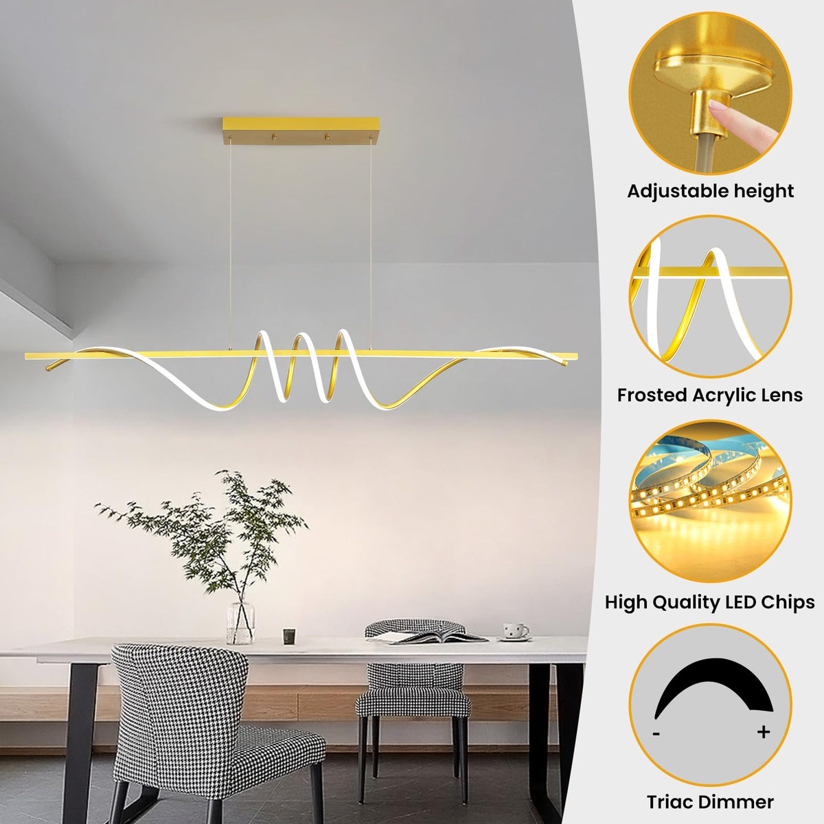 Modern Design Dimmable Desk Linear Pendant Light (B / 57IN)