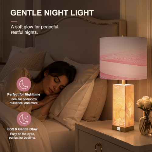 Alabaster Table lamp with USB Series