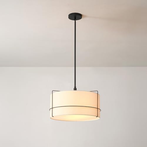 2 Light Pendant Light (Matte Black, Off-White)
