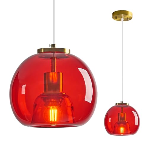 Red Glass Pendant Light Kitchen Island (Red(7.87 in) / 1-Pack)