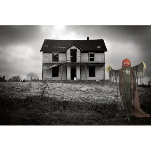 6.7-Ft. Life-Size Pumpkin Scarecrow Animatronic (79" Standing Pumpkin Man)