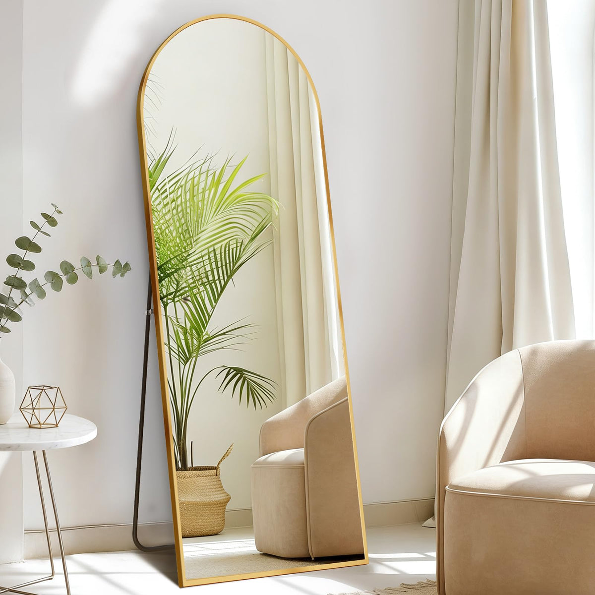 15"x56" Arched Full Length Floor Mirror (Gold-arched / 56"L x 15"W)