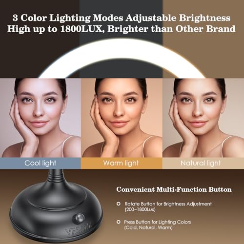 Professional 8.5" Large Lighted Makeup Mirror with Brighter Lights