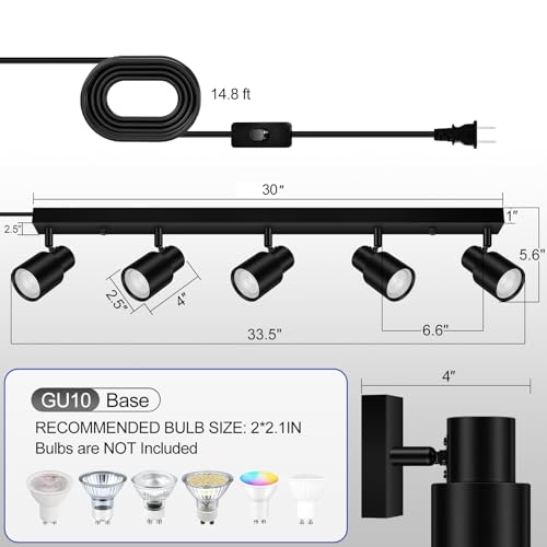 Plug in Track Lighting (Black / 30" 5-Light Track Lighting)