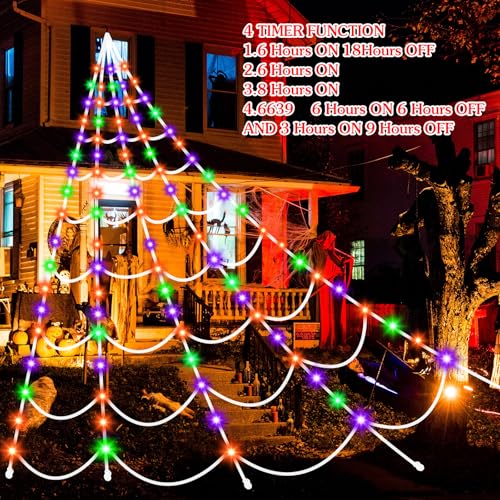 Halloween Decorations Outdoor Spider Webs (Purple, Orange, Green, Multicolor)
