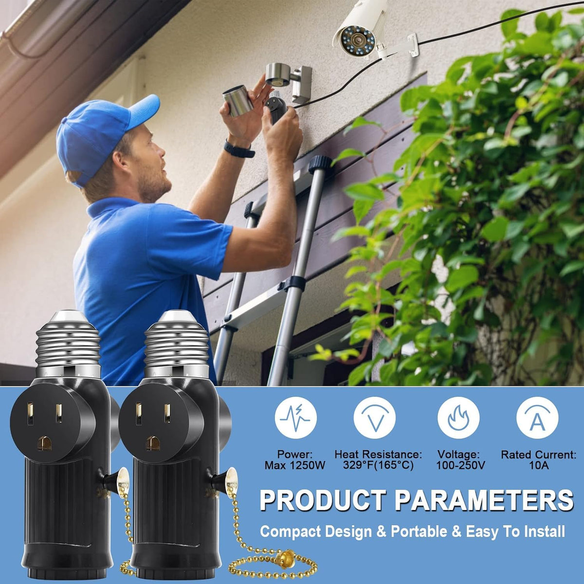 2PCS Light Socket Outlet Adapter (Black)