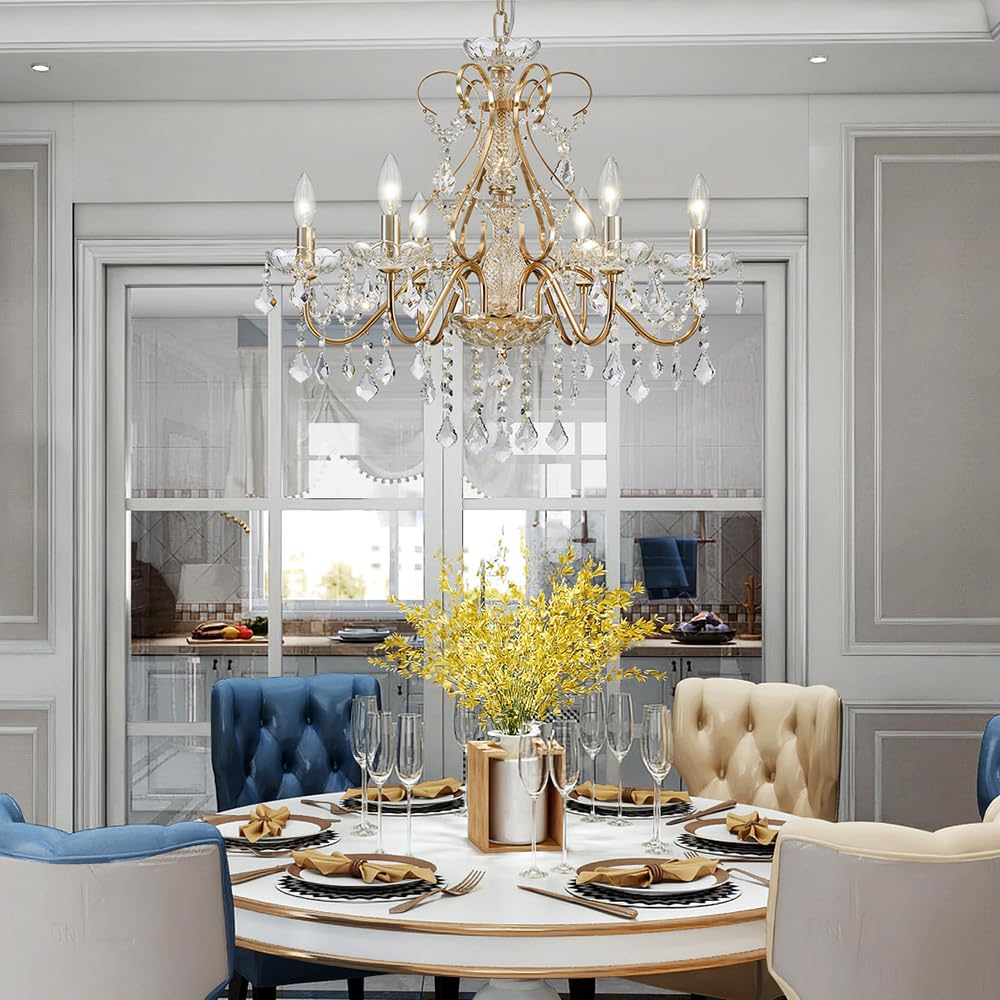 Saint Mossi 6 Light Crystal Chandelier Light Fixture Modern Chandelier Crystal Lighting (French Gold)