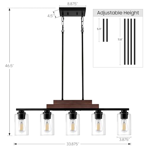 5 Light Kitchen Island Lighting (Black & Reddish Brown / 5-Light)