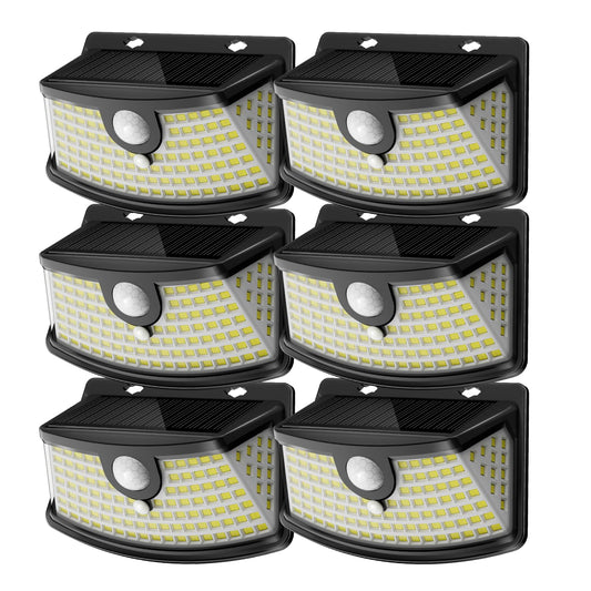 Solar Motion Sensor Lights Outdoor 120 LEDs (Black / 6 Pack)