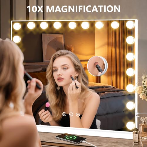 Vanity Mirror with Lights (White / 40"L x 30"W)