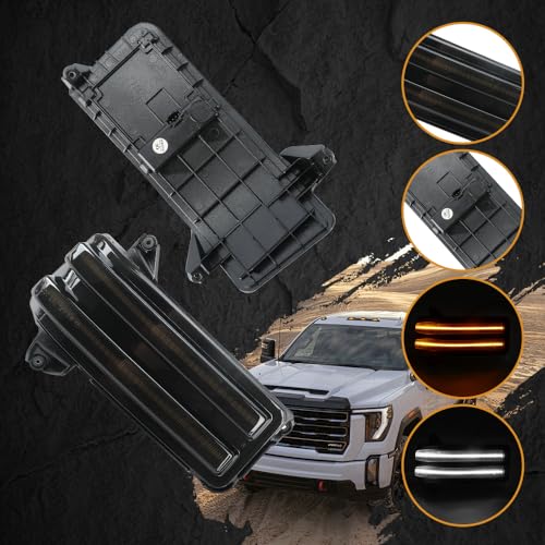 Switchback LED Side Tow Mirror Marker Lights for 2020 (2020-current 2500 3500,Smoked Lens)