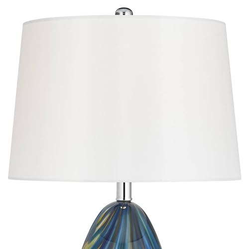 Pablo 27" Tall Table Lamp Dimmer Blue Art Glass and USB Charging Port (Blue Art Glass - USB Dimmer Included)