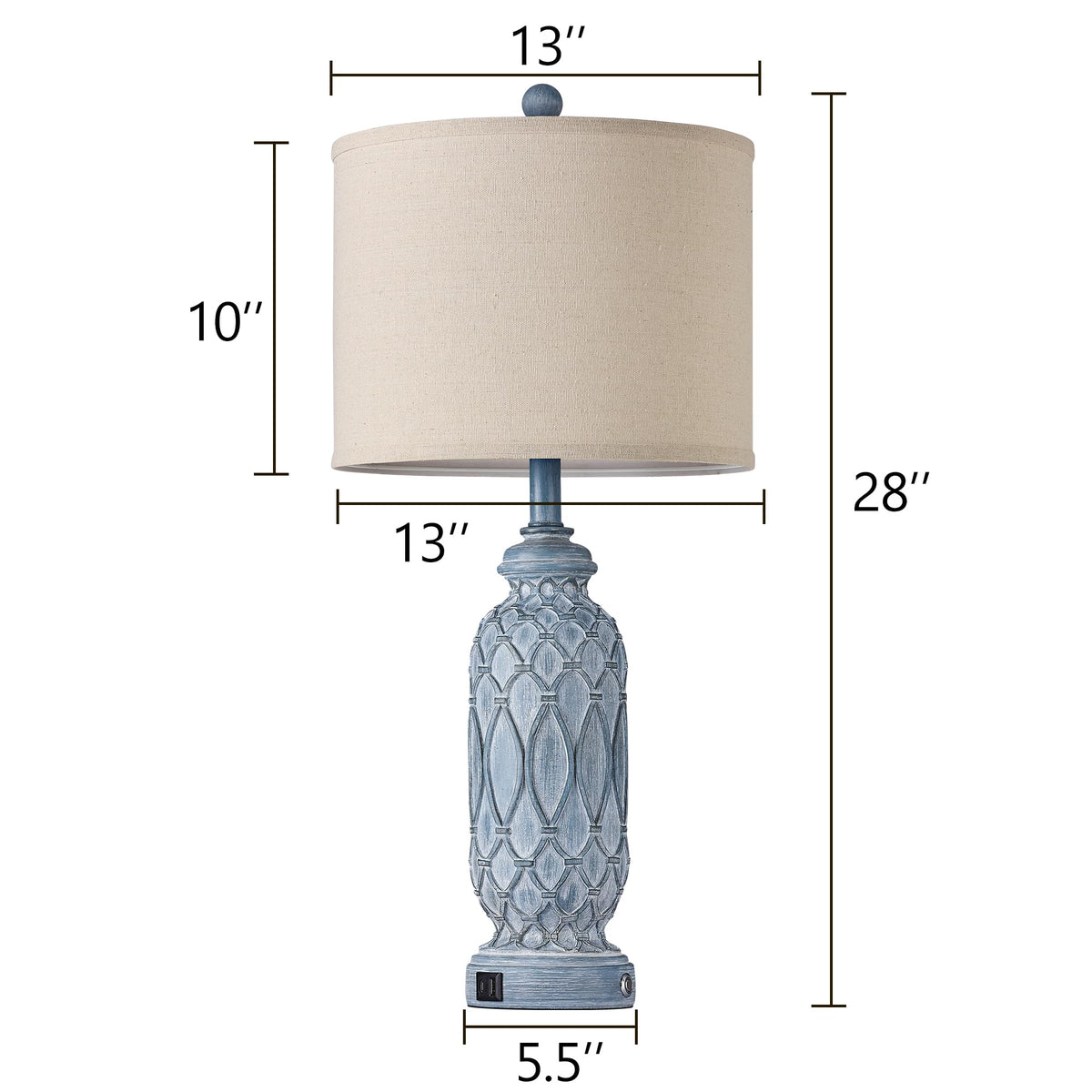 Farmhouse Lamps for Bedroom Set of 2 (3.Blue)