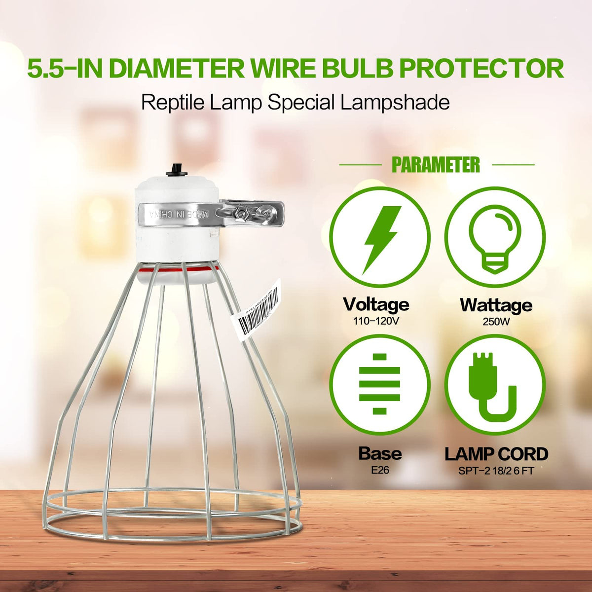 Sturdy Steel Cage Clamp Lamp (1-Pack / 250W(Lamp Cage))