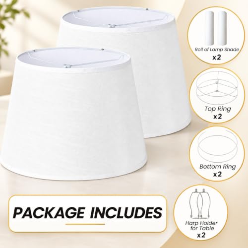 Large Drum Lamp Shades Set of 2 (White / 12" x 16" x 11")