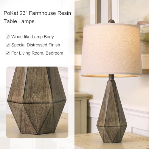23.5'' Table Lamps Set of 2 for Bedroom (Medium - Wood Brown)
