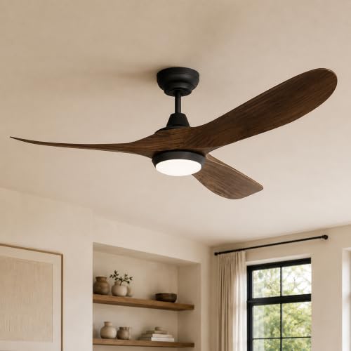 60 Inch Ceiling Fan with Lights (Black & Walnut / 60 inch)