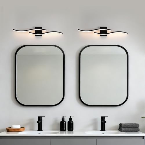 Black Curved Bathroom Vanity Light Fixture Over Mirror (Black / 31.5INCH)