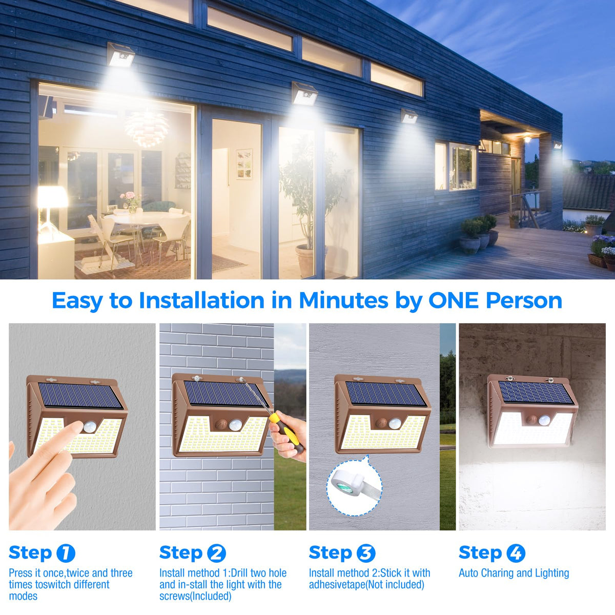 Solar Lights Outdoor Waterproof [12 Packs (12 Pack / Brown Frame)