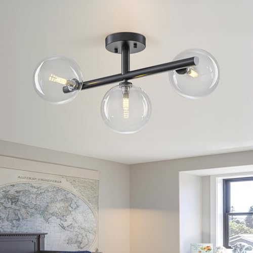 Semi Flush Ceiling Light Glass Globe