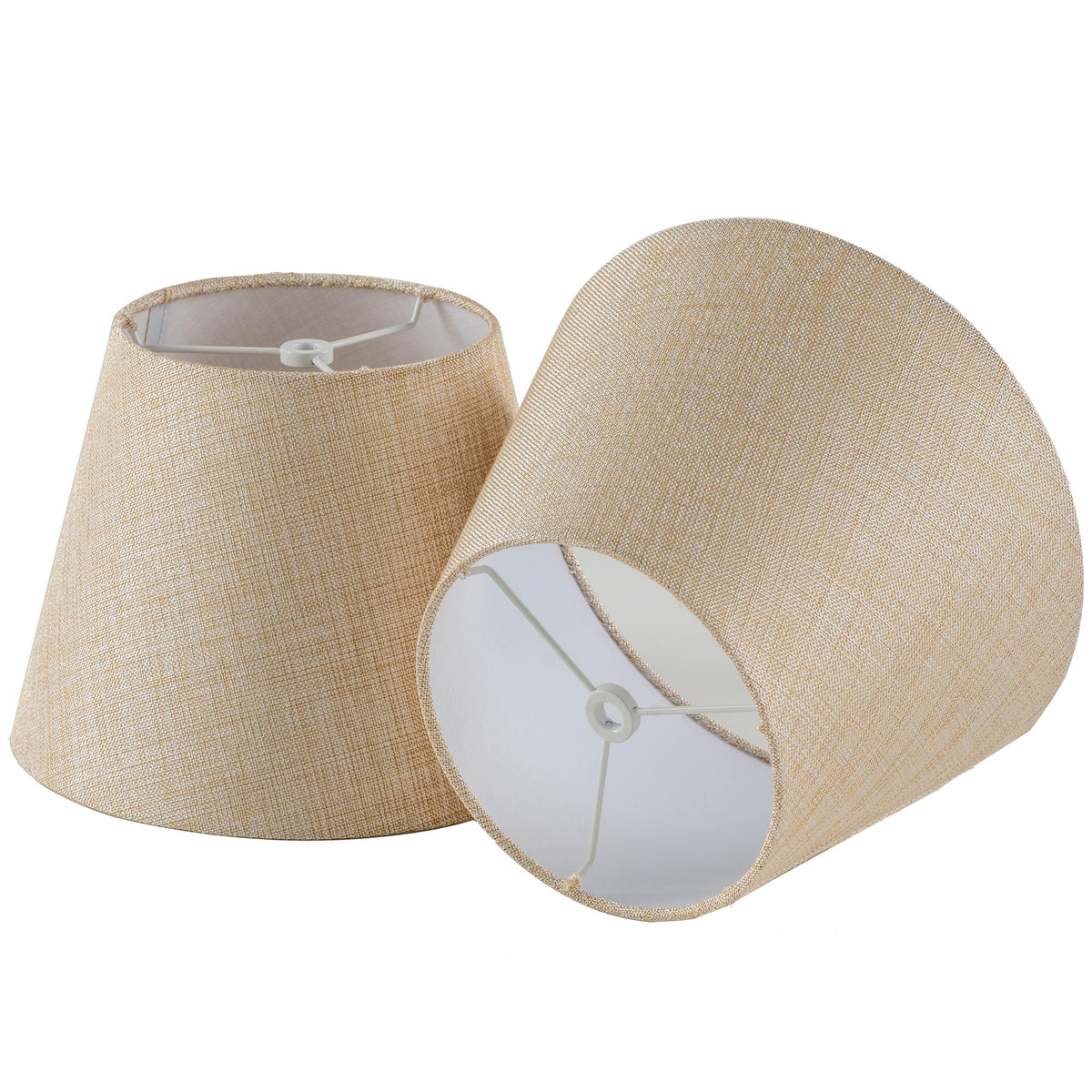 Lazwppi Set of 2 Spider Fitter Replacement Small Lamp Shade for Table Lamps (Oatmeal Beige)