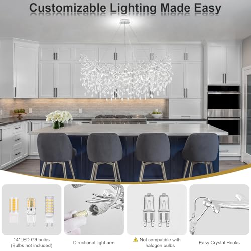 Modern Crystal Chandelier (Silver / A-L47 Inch)