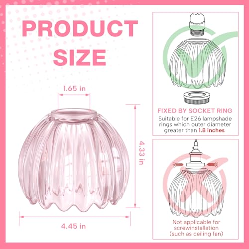 2 Pcs Glass Tulip Lamp Shade (Pink)