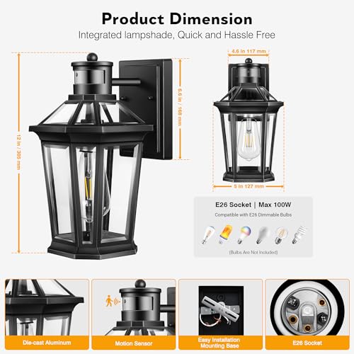 Motion Sensor Outdoor Lighting (Black / Standard 1-Pack)