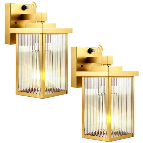 2 Pack Gold Dusk to Dawn Outdoor Wall Light (Gold / 10.6''-2 Pack)