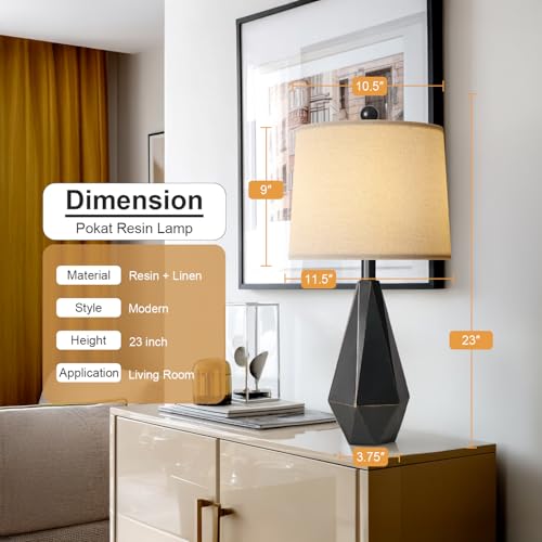 23'' Farmhouse Table Lamps Set of 2 (Medium - Black with Gold)