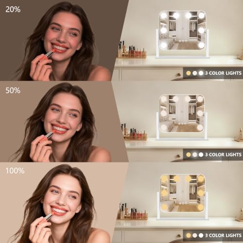 Vanity Mirror with Lights (White / 14"L x 12"W)