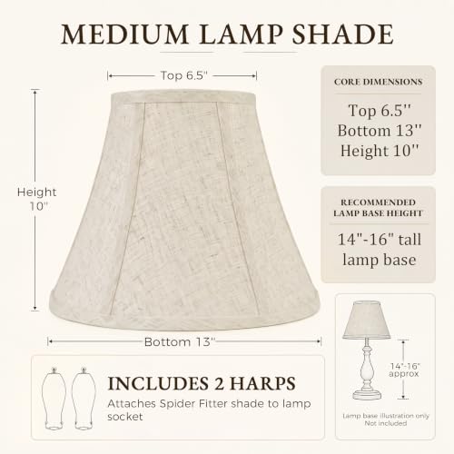 Beige Natural Linen Bell Lamp Shades Set of 2 (Beige / Medium - 6.5×13×10 in)