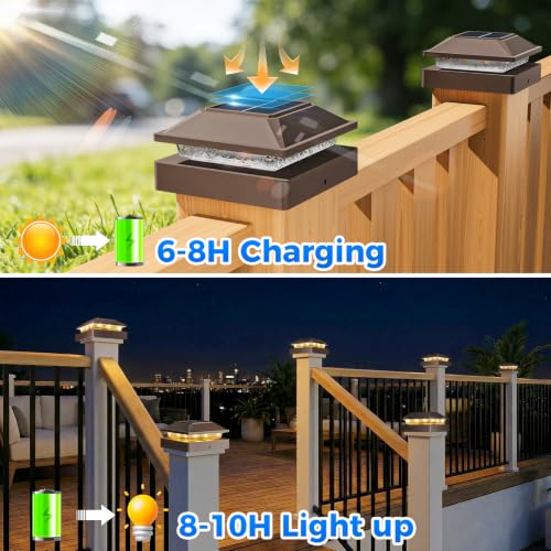 4x4 Solar Post Cap Lights 6 Pack (Brown / 6 Packs)