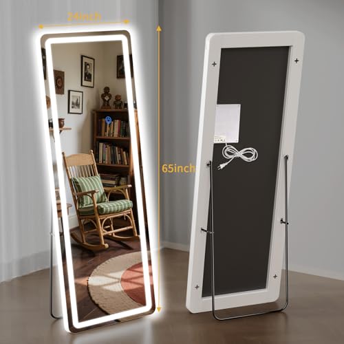 Standing Mirror Full Length with LED Lights (Rectangular / 65"L x 24"W)