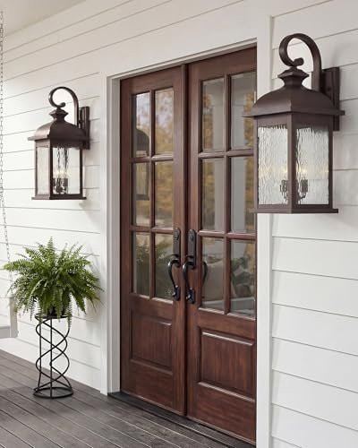 26" Outdoor Wall Sconce (ORB, Water Ripple Glass / 26", Single Unit)