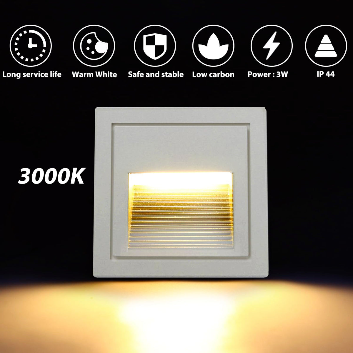 120VIndoorOutdoorRecessedStepLightsforStairWarmWhite8Pack (White)