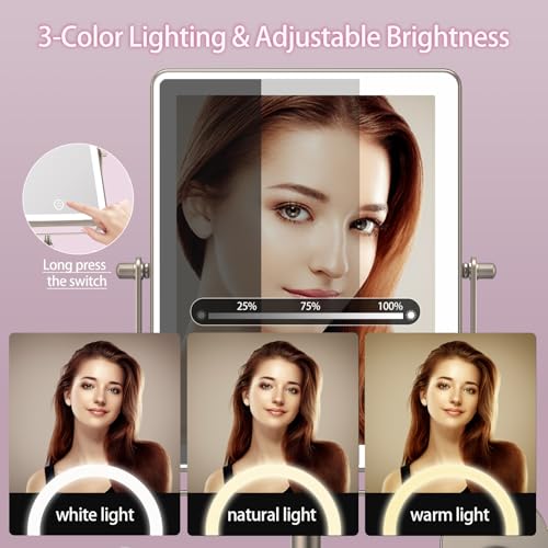 8.7" 5000mAh Rechargeable Wall Mounted Makeup Mirror (Nickel a)