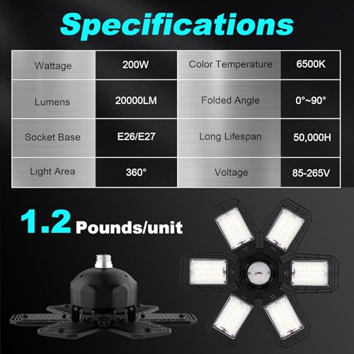 LED Garage Lights 4 Pack (180W-4 PACK)