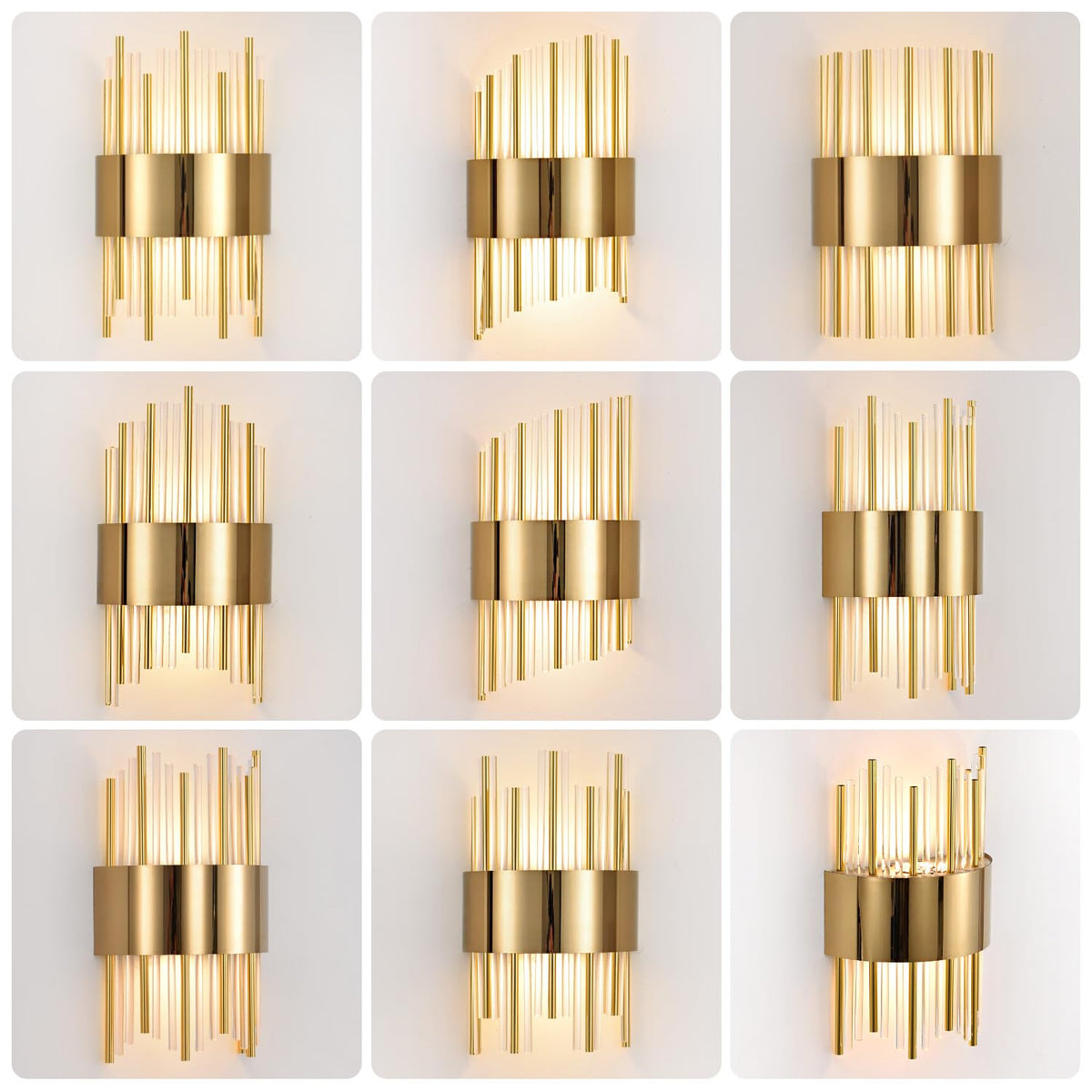 Gold Wall Sconces LED Dimmable Modern Crystal Wall Sconces Gold Wall Light Titanium Vanity Wall Light for Bedroom (Gold one set)