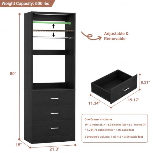 2FT/4FT/8FT Closet System with Motion Sensor Lights
