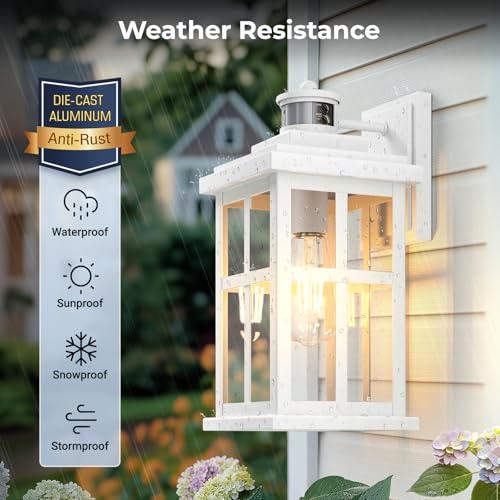 Large White Outdoor Wall Lights (Large Motion Sensor 1 Pack / White)