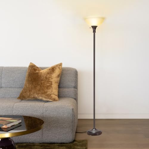 Floor Lamp Frosted White Glass Bowl Shade (Bowl Shade Lamp-Brown)