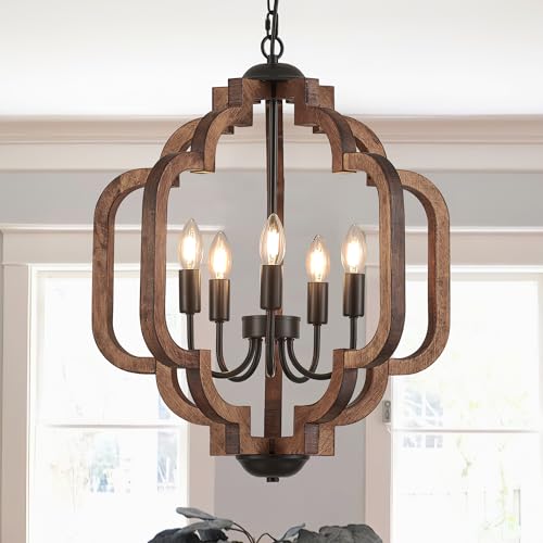 20.5" Farmhouse Vintage Chandelier 5 (Textured-Brown / D20" x H24" 5-Light)