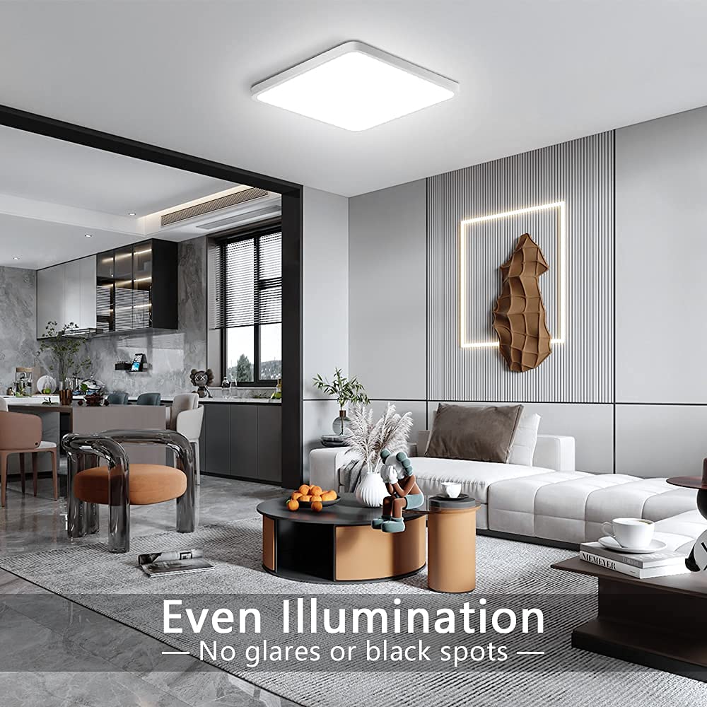 12Inch 24W Square LED Flush Mount Ceiling Light (Daylight White / 12 inch White)